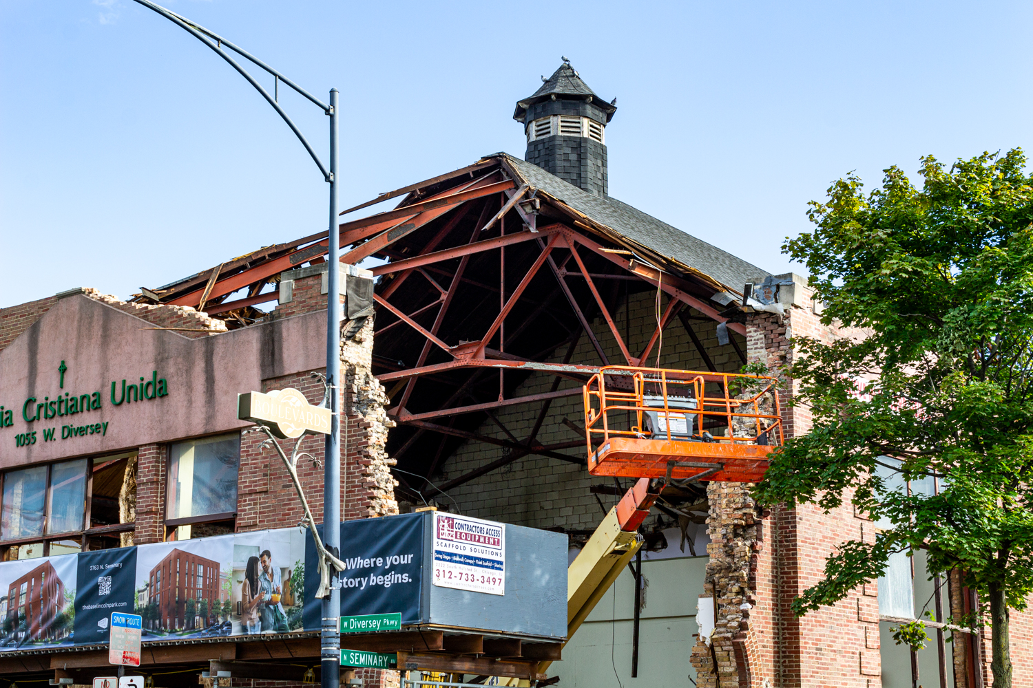 United Christian Church demolition for The Base Lincoln Park