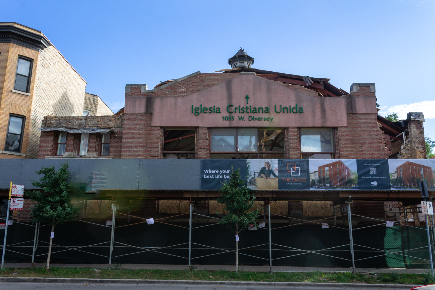 United Christian Church demolition for The Base Lincoln Park