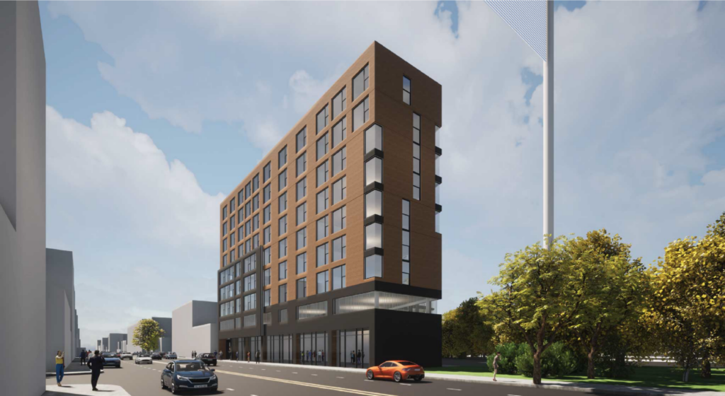 Previous rendering of 1100 West Grand Avenue, via Celadon Partners