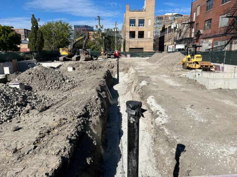 Concrete is in the ground for Kensington School West Loop Chicago YIMBY
