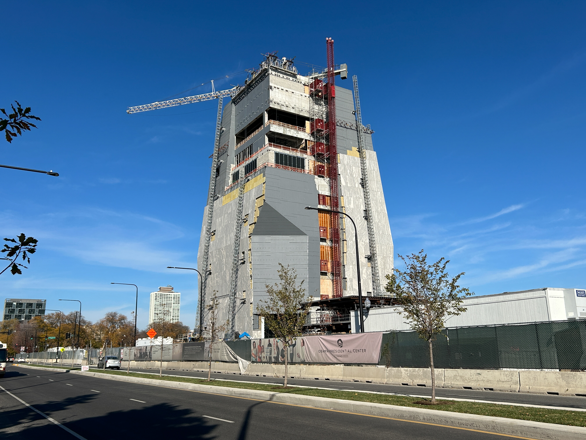 Progress continues all around the construction site, including on Home Court, the athletics and community center we visited last week. The Obama Presidential Museum is expected to open in 2026. Features will include a "Sky Room" at the top of the tower, allowing views in all directions, promising to be one of Chicago's elite sight-seeing vantage points. It will be free and open to the public. 