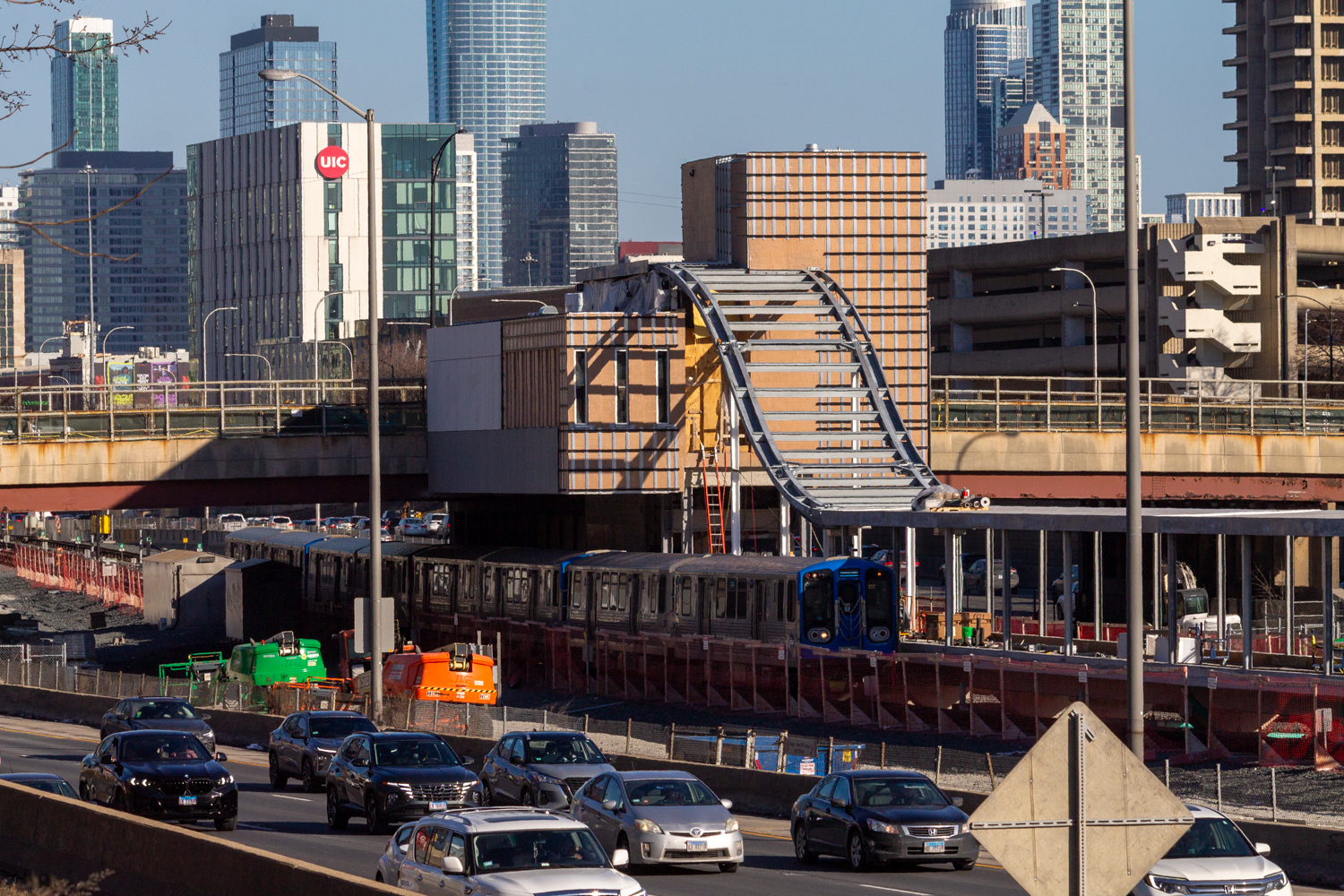 Racine Blue Line station construction