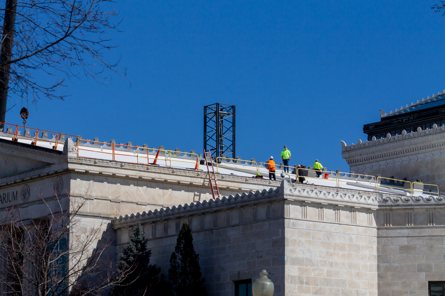 Shedd Aquarium tower crane assembly