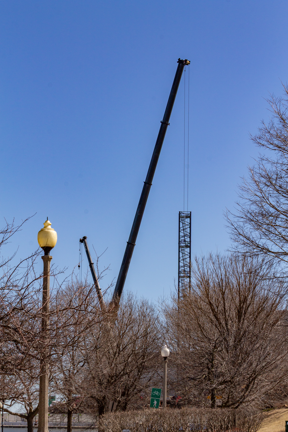 Shedd Aquarium tower crane assembly