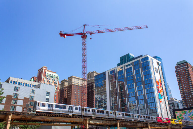 626 South Wabash erects tower crane