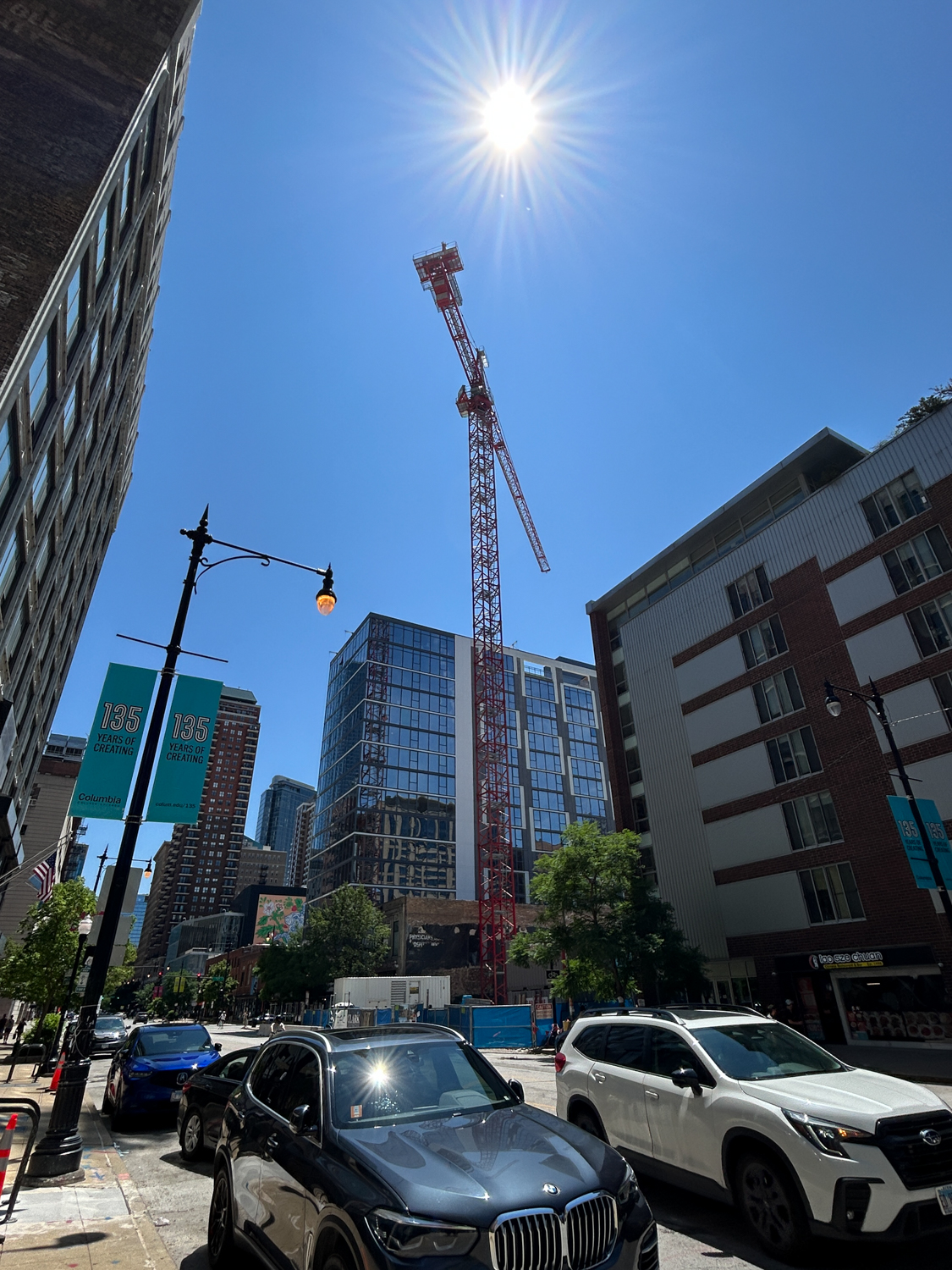 626 South Wabash erects tower crane
