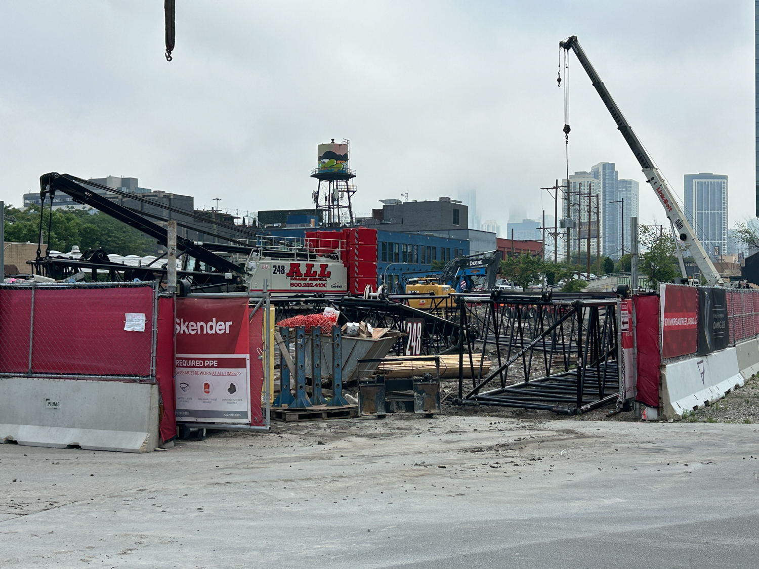 370 North Morgan tower crane base planted