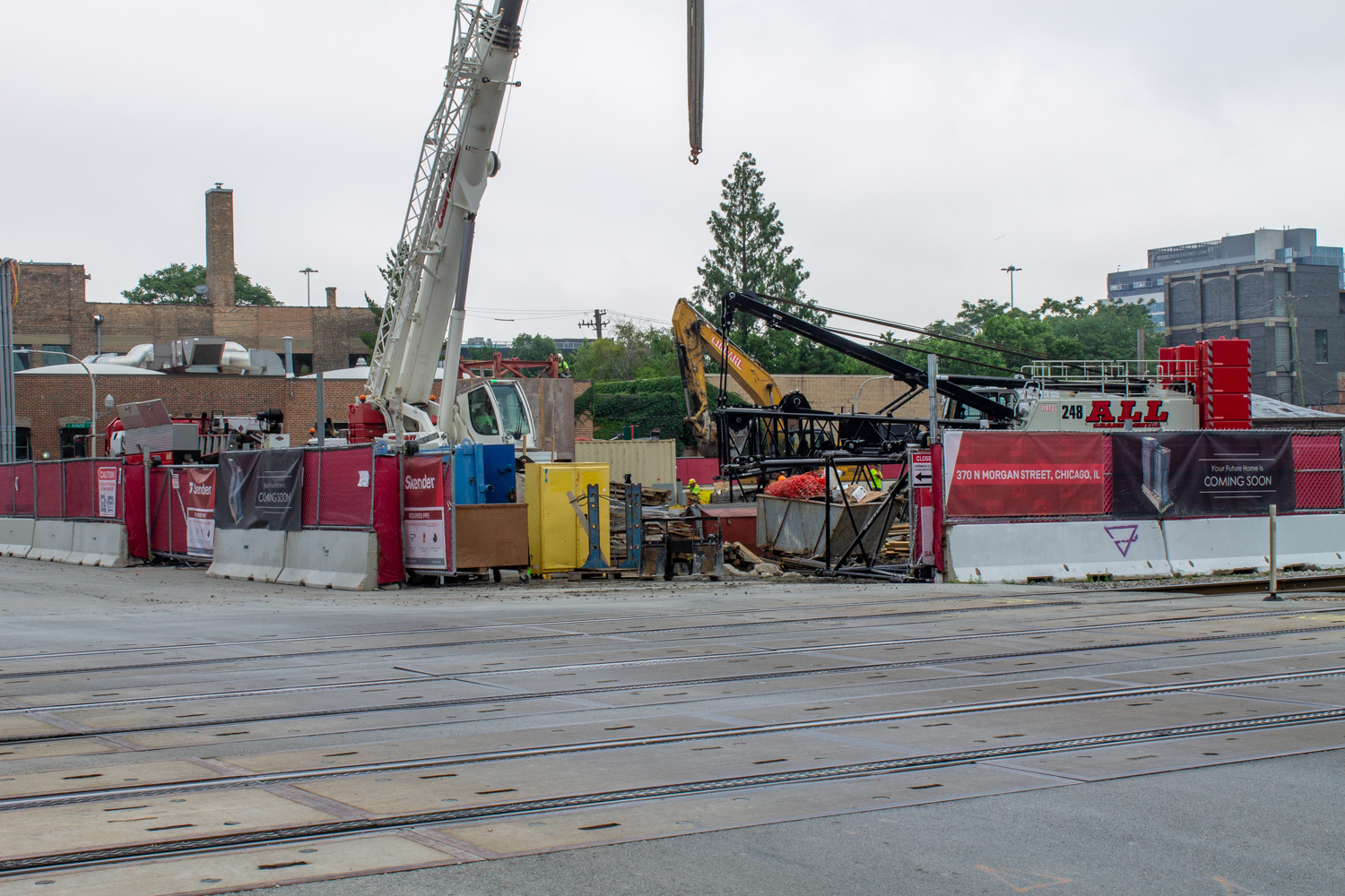 370 North Morgan tower crane base planted