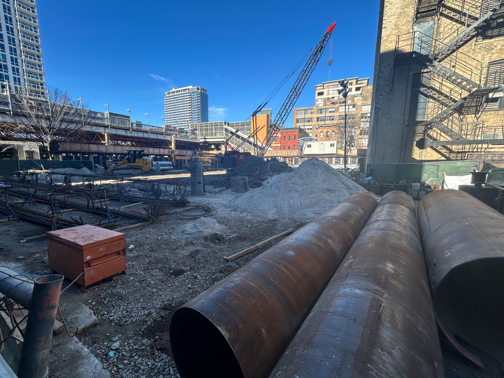 227 West Chicago Avenue caisson construction