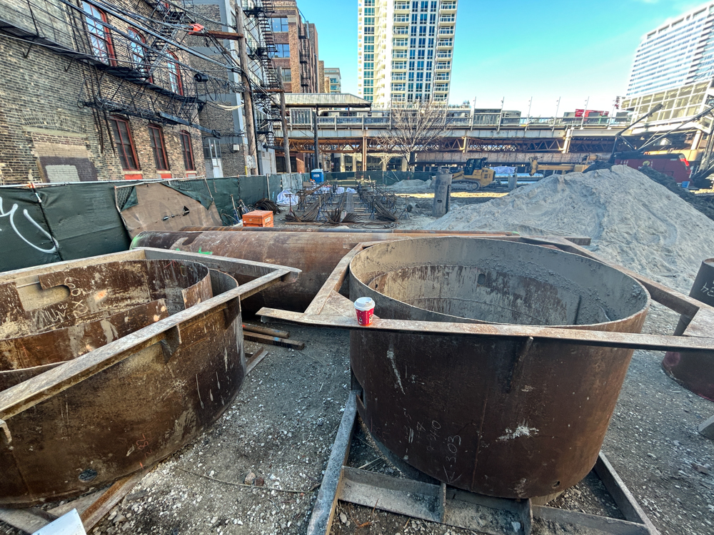 227 West Chicago Avenue caisson construction