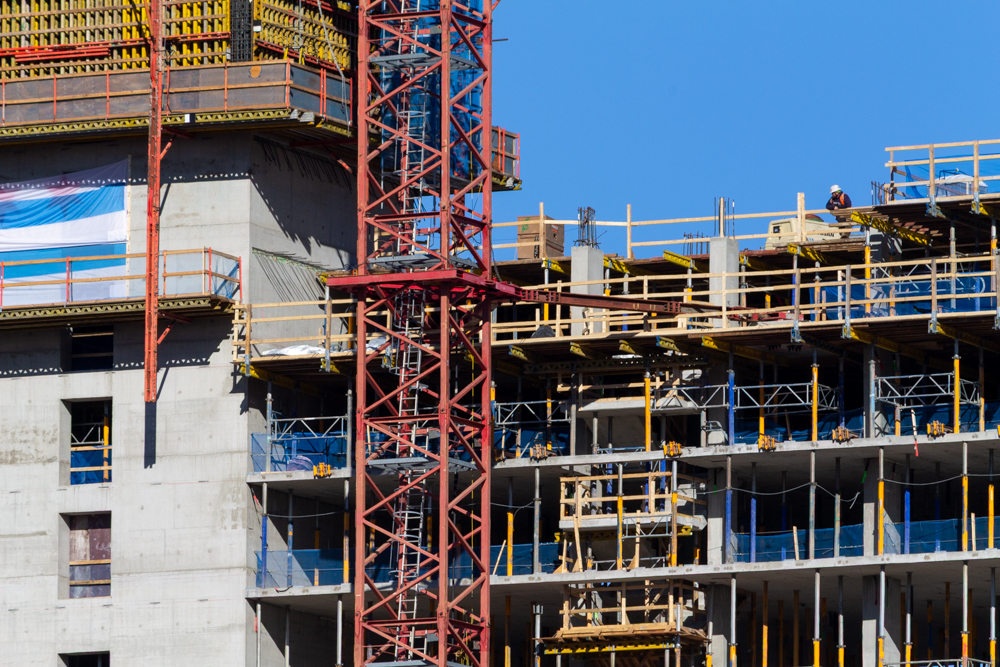 Bally's Hotel tower crane jump November 2025