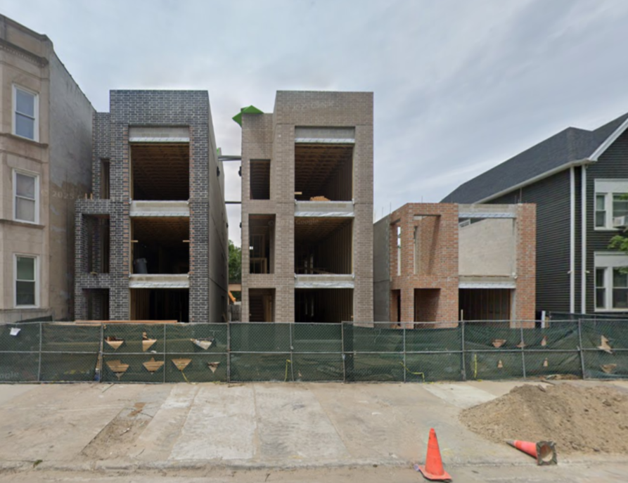 4130-4134 South Calumet Avenue three-flat construction