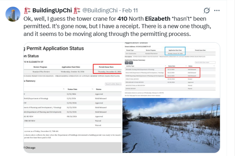 410 North Elizabeth tower crane permit
