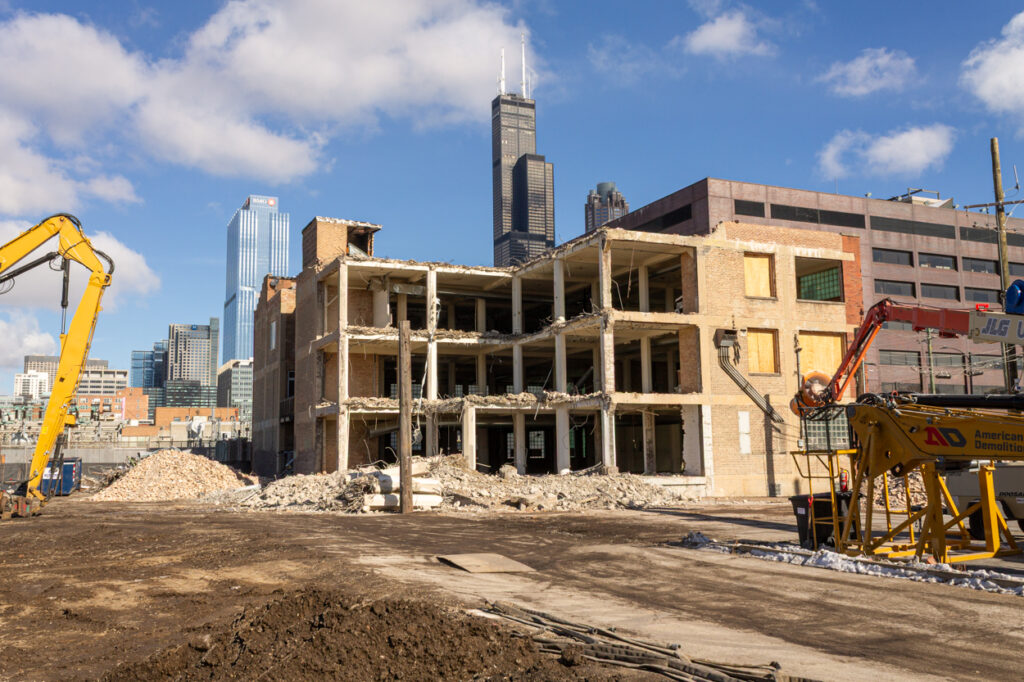 ComEd Demolishes 1920s Industrial Office Building At 900 South Clinton ...