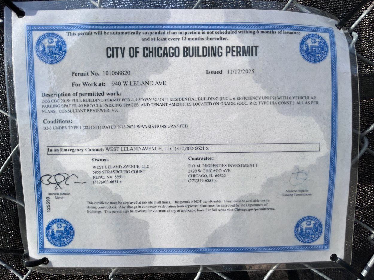 940 West Leland Avenue excavation underway