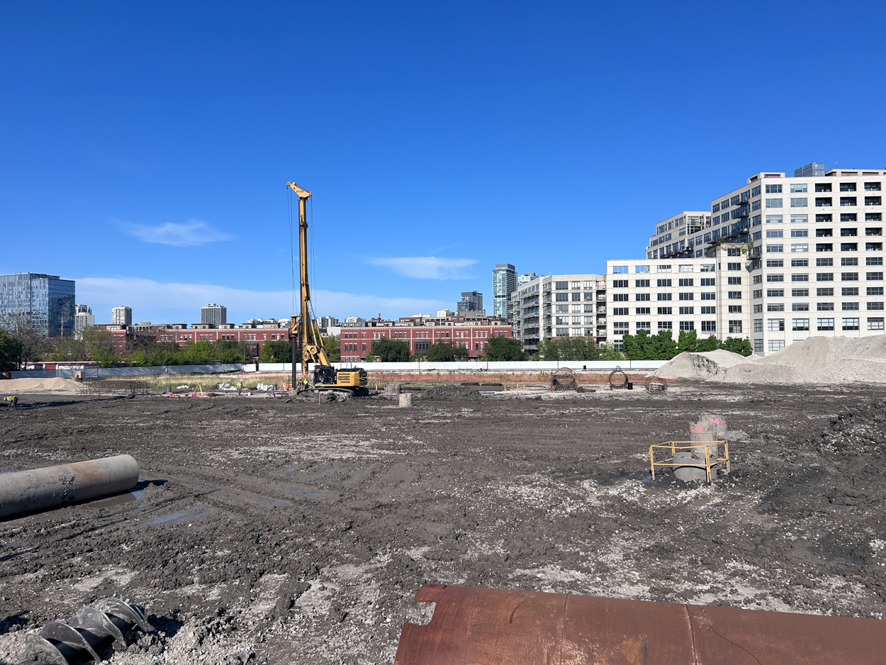 Halsted Pointe caisson construction underway