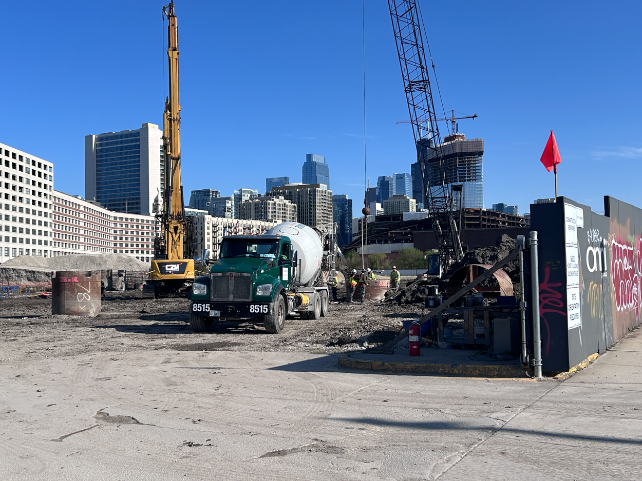Halsted Pointe caisson construction underway