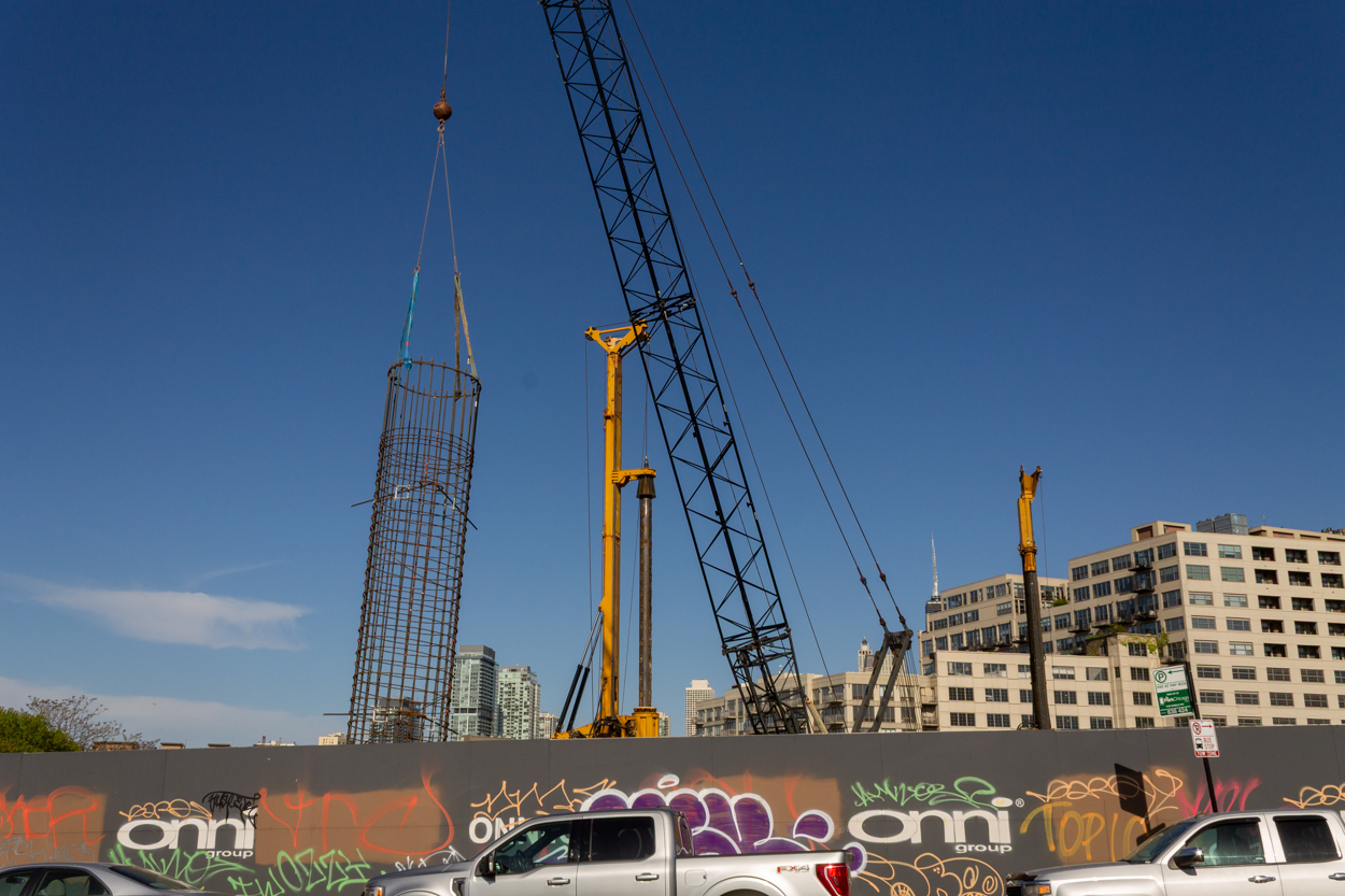 Halsted Pointe caisson construction underway