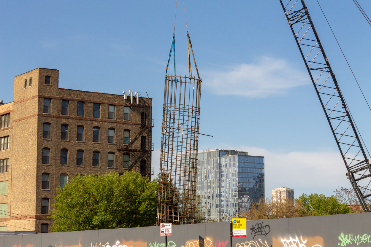 Halsted Pointe caisson construction underway