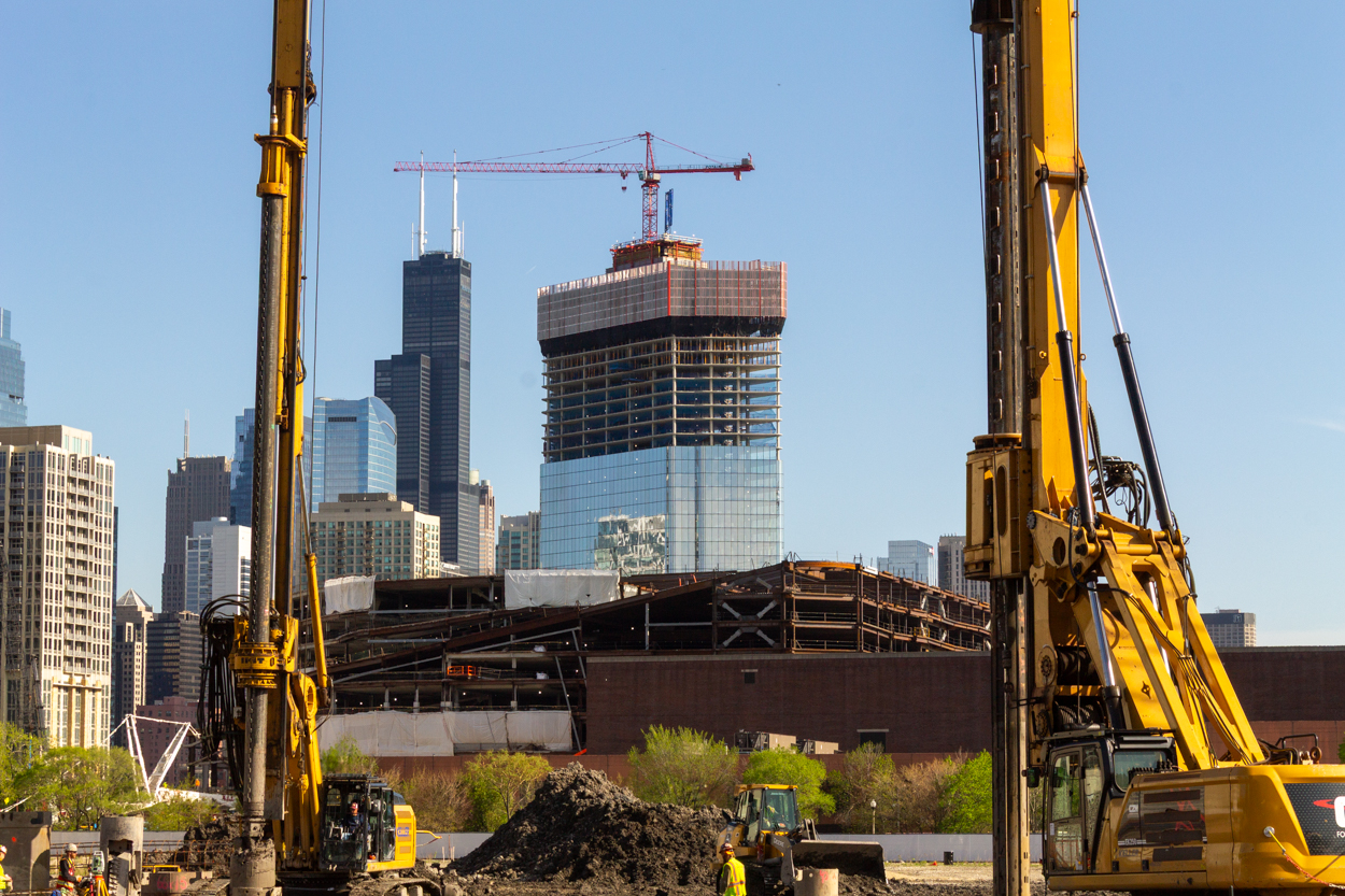 Halsted Pointe caisson construction underway