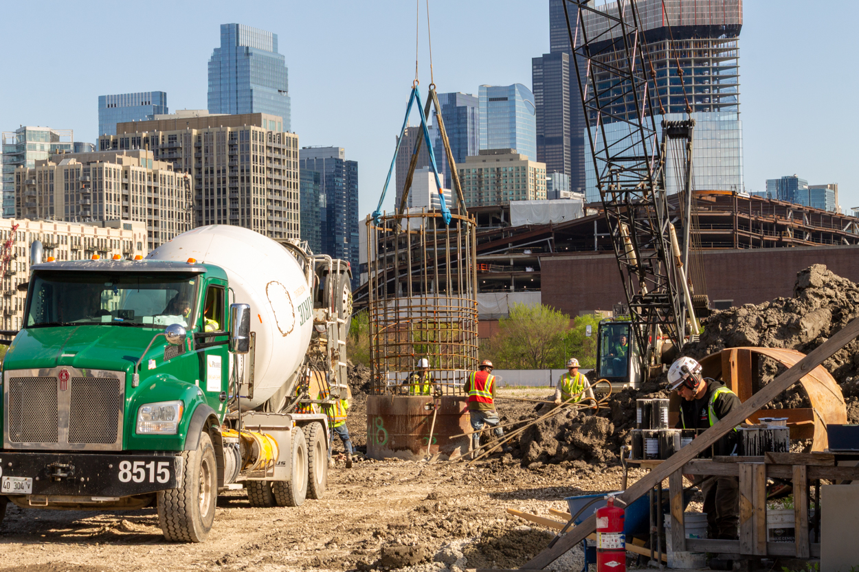Halsted Pointe caisson construction underway