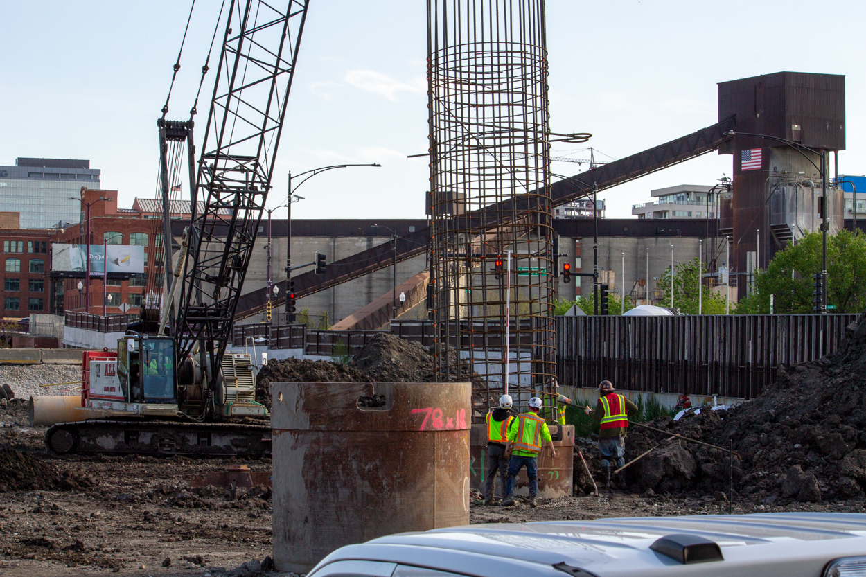 Halsted Pointe caisson construction underway