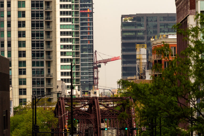 370 North Morgan tower cranes comes down