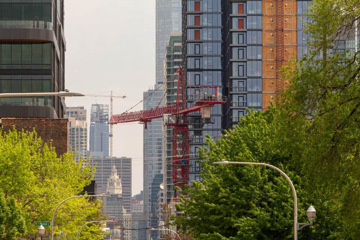 370 North Morgan tower cranes comes down