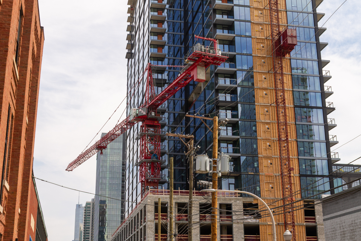 370 North Morgan tower cranes comes down