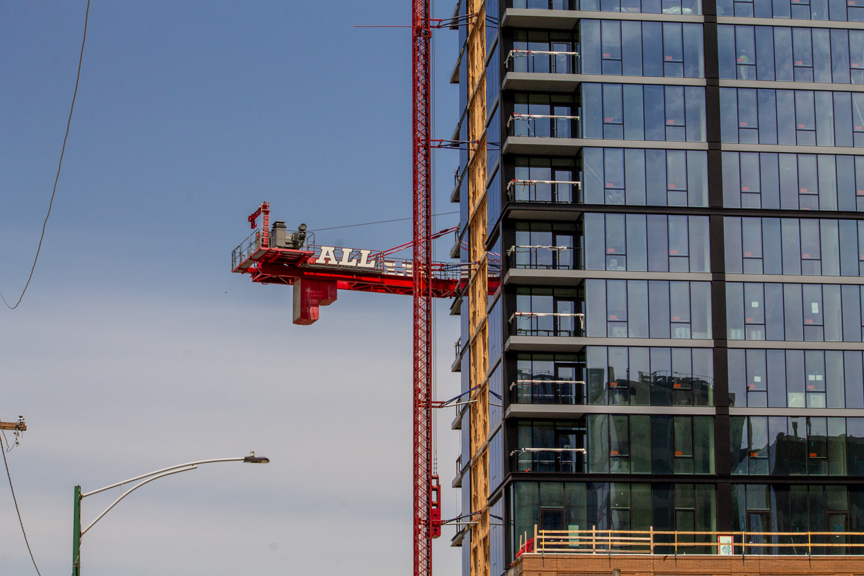 370 North Morgan tower cranes comes down