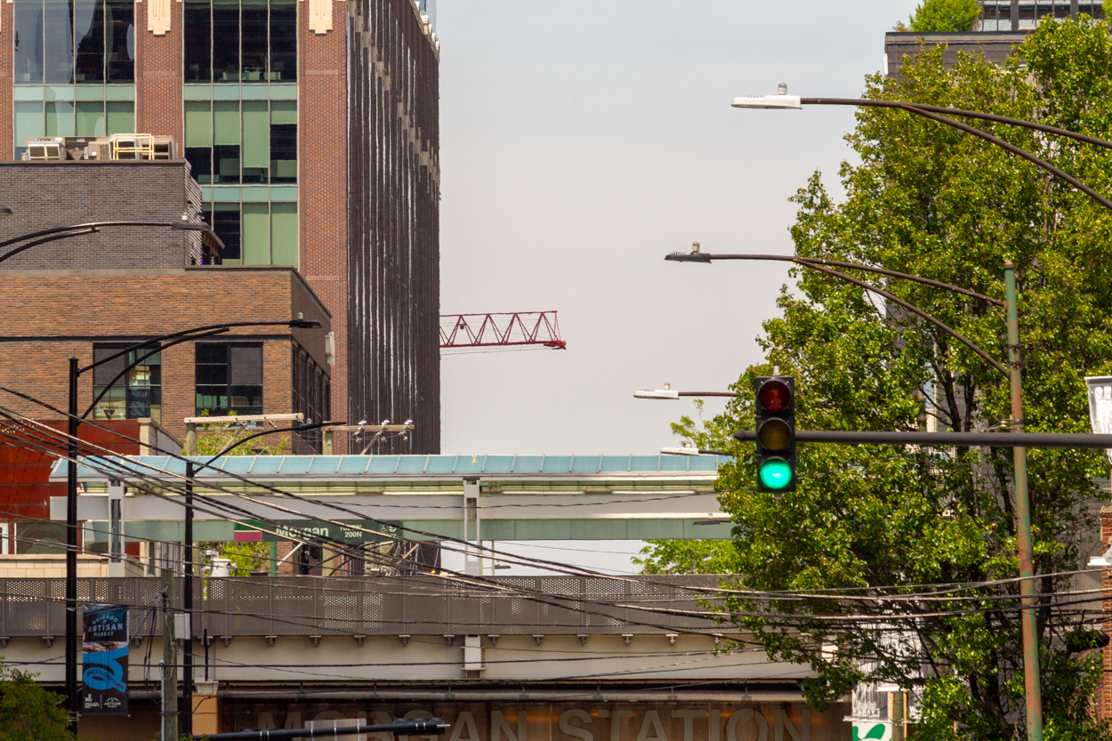 370 North Morgan tower cranes comes down