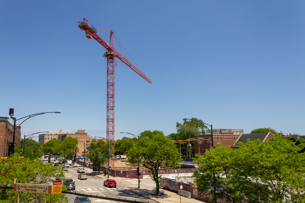 Marcella Niehoff School of Nursing and the College of Arts and Sciences building tower crane