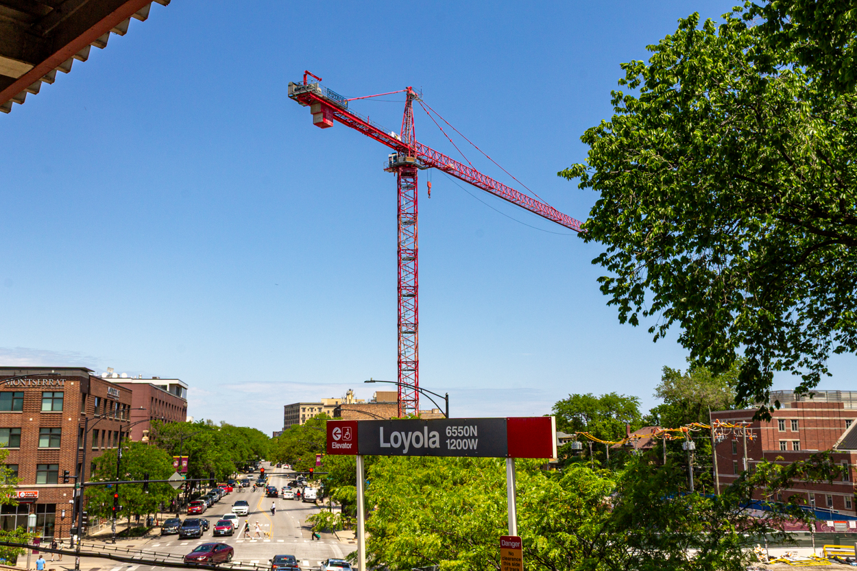 Marcella Niehoff School of Nursing and the College of Arts and Sciences building tower crane
