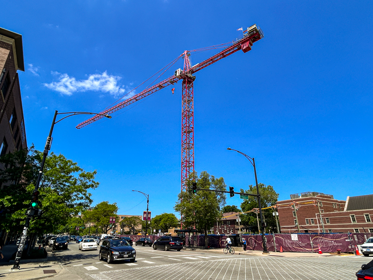 Marcella Niehoff School of Nursing and the College of Arts and Sciences building tower crane