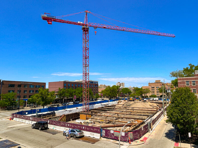 Marcella Niehoff School of Nursing and the College of Arts and Sciences building tower crane