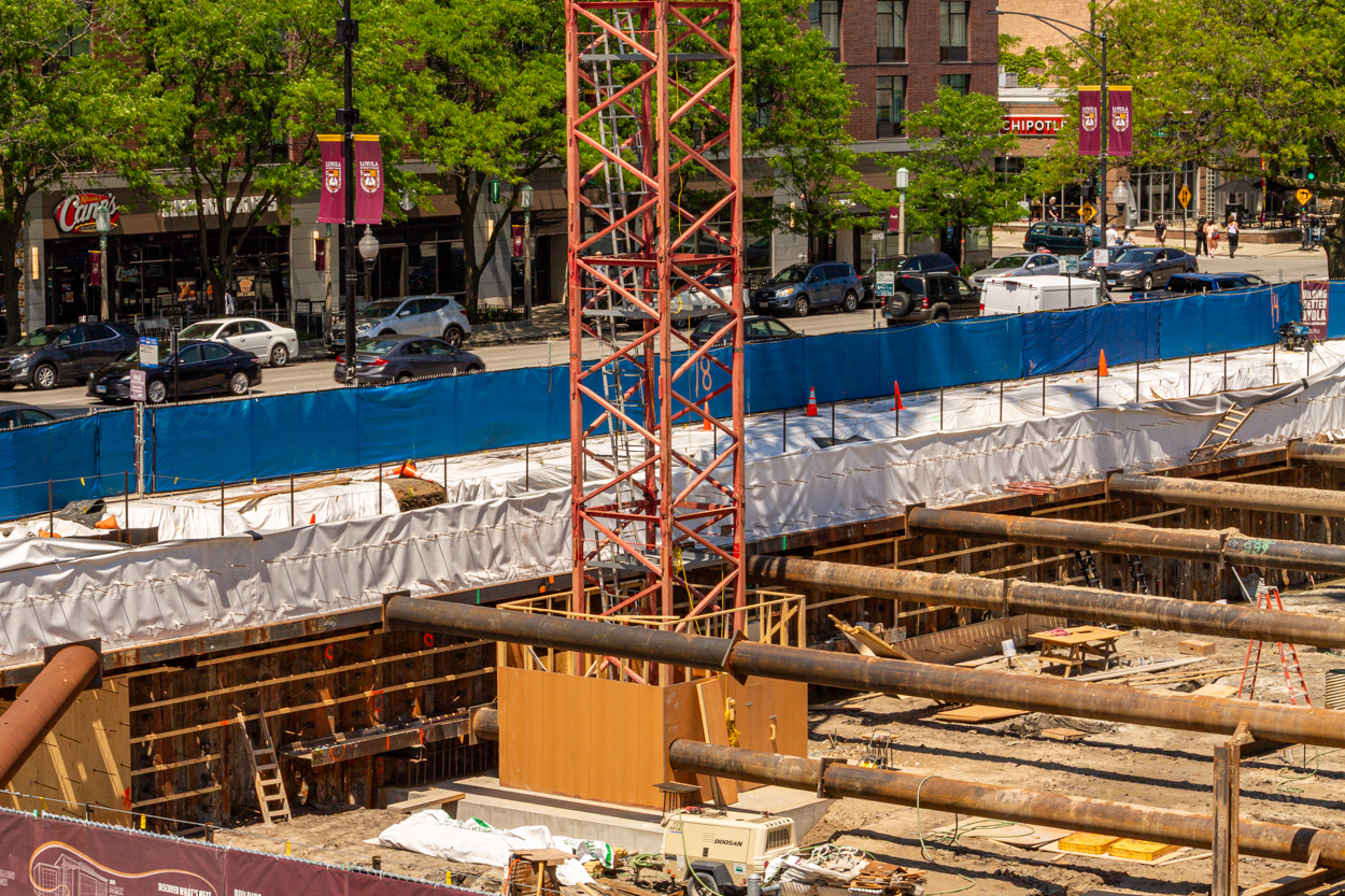 Marcella Niehoff School of Nursing and the College of Arts and Sciences building tower crane