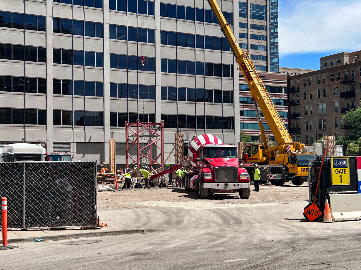566 West Van Buren tower crane base planted