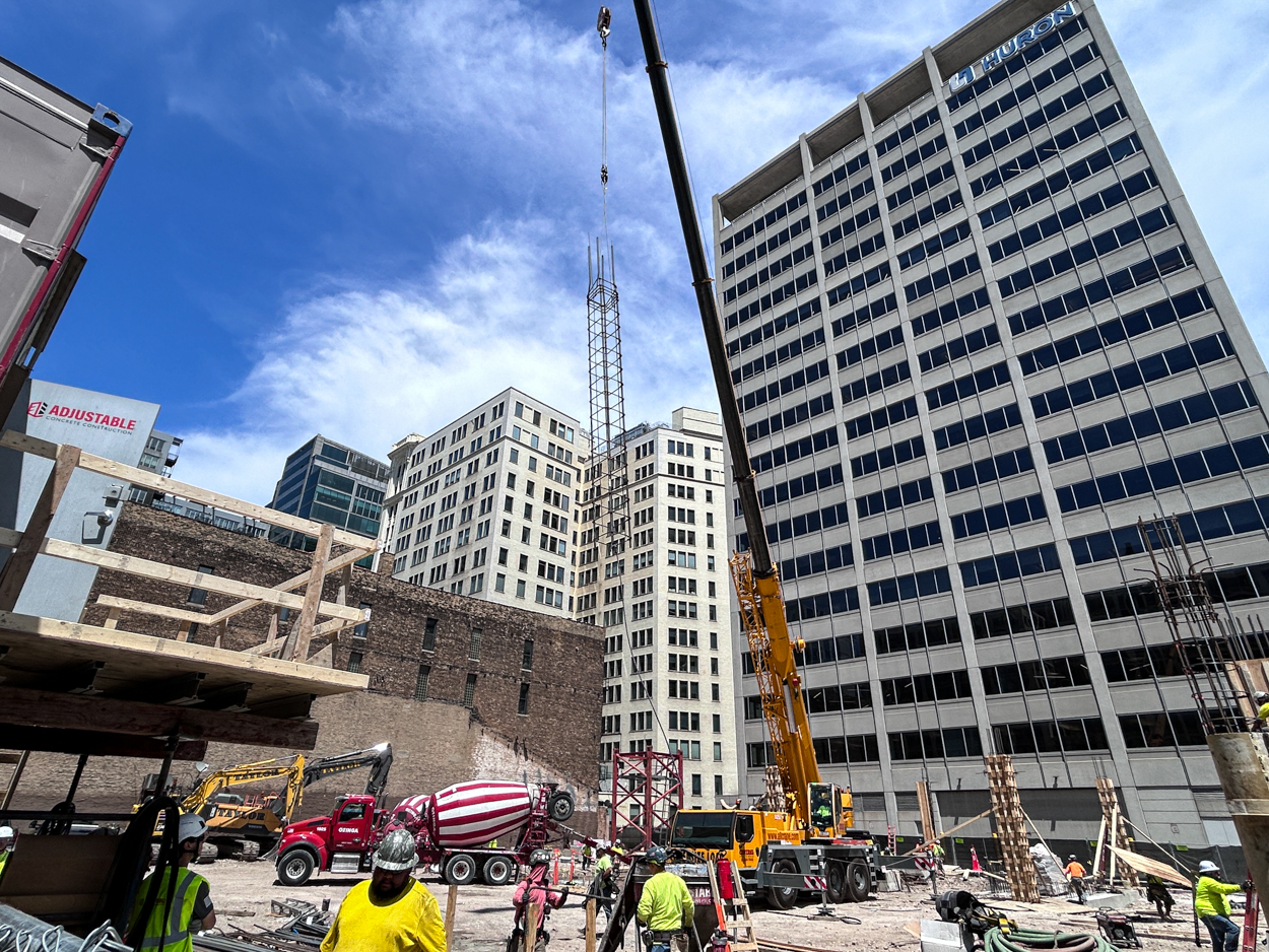 566 West Van Buren tower crane base planted