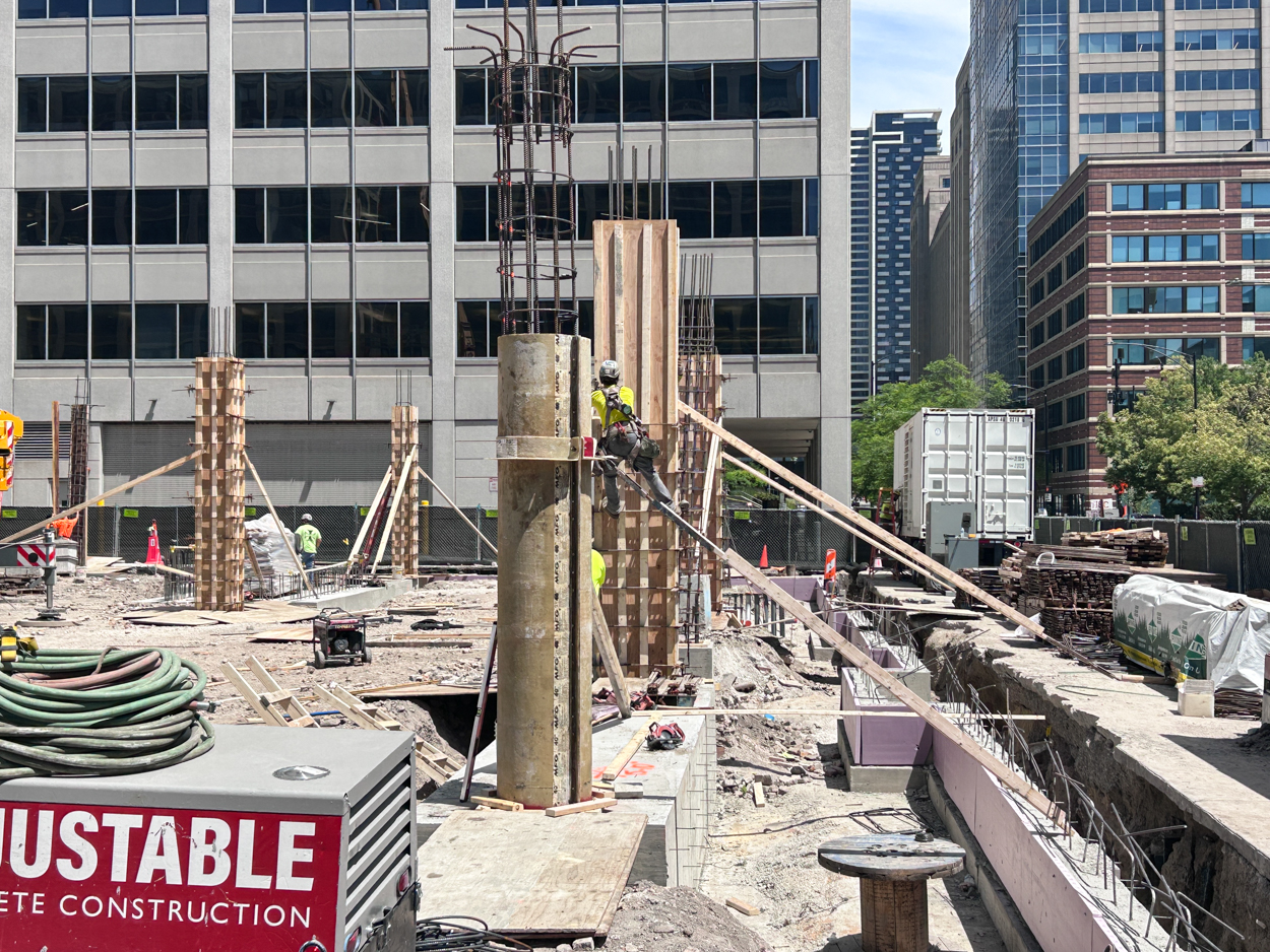 566 West Van Buren tower crane base planted