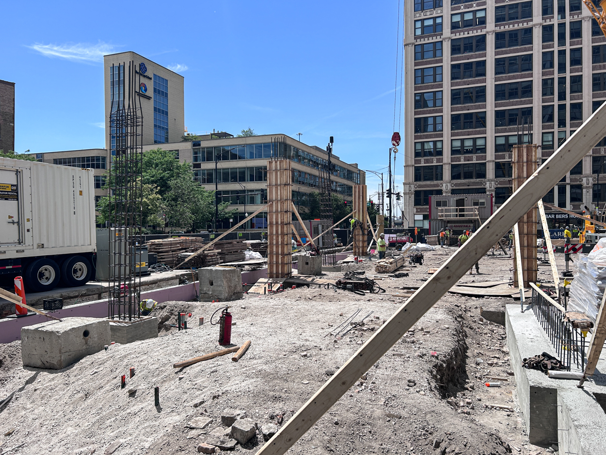 566 West Van Buren tower crane base planted