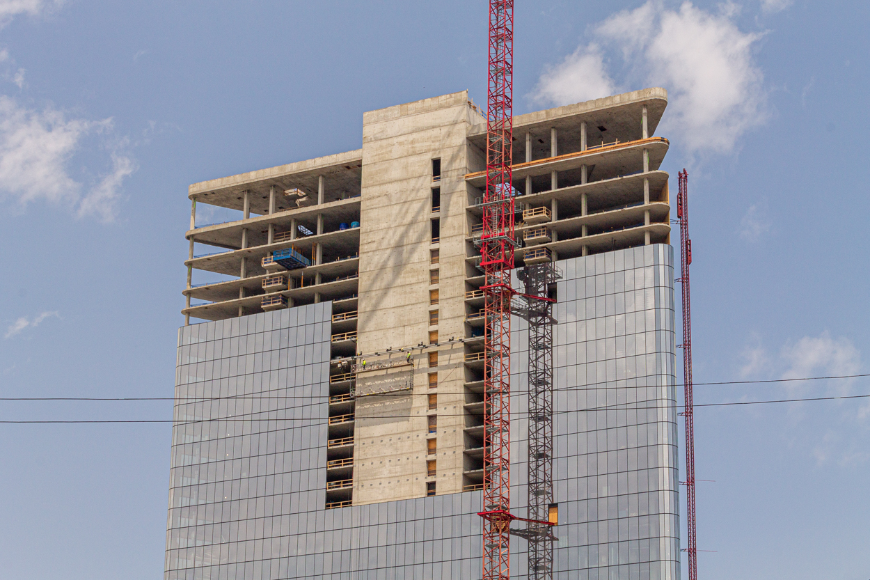 Bally's Hotel tower glass nears the top