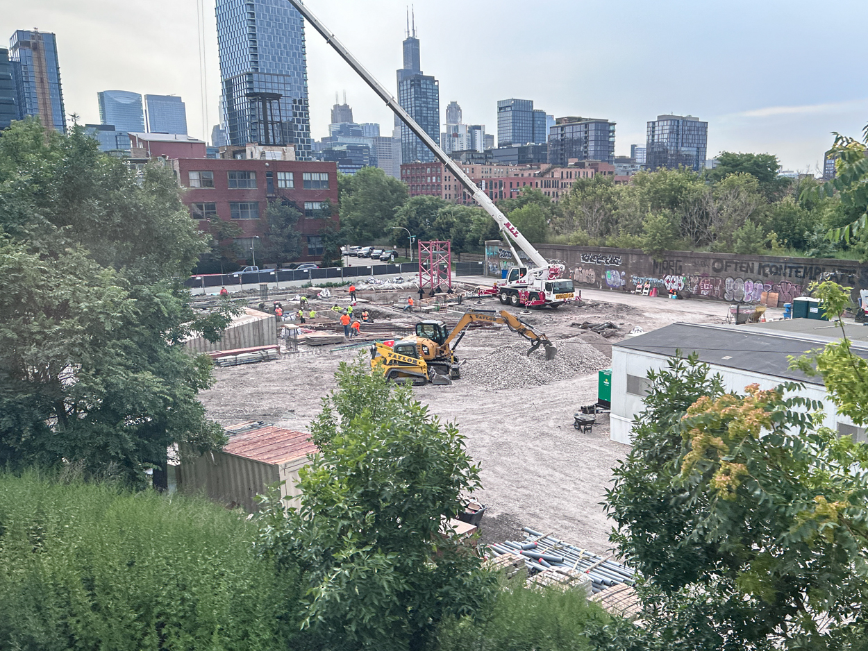 410 North Elizabeth tower crane planted