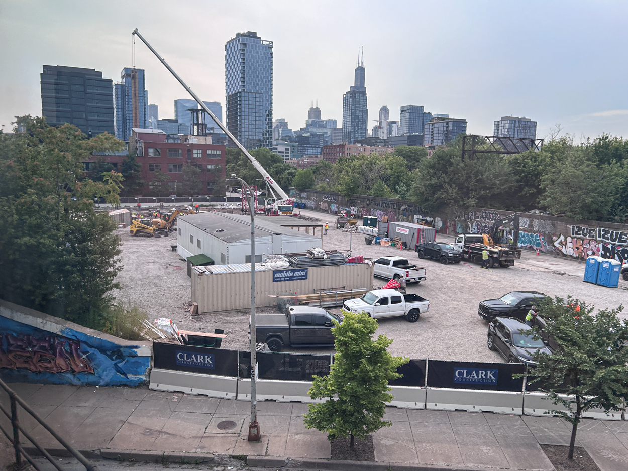 410 North Elizabeth tower crane planted