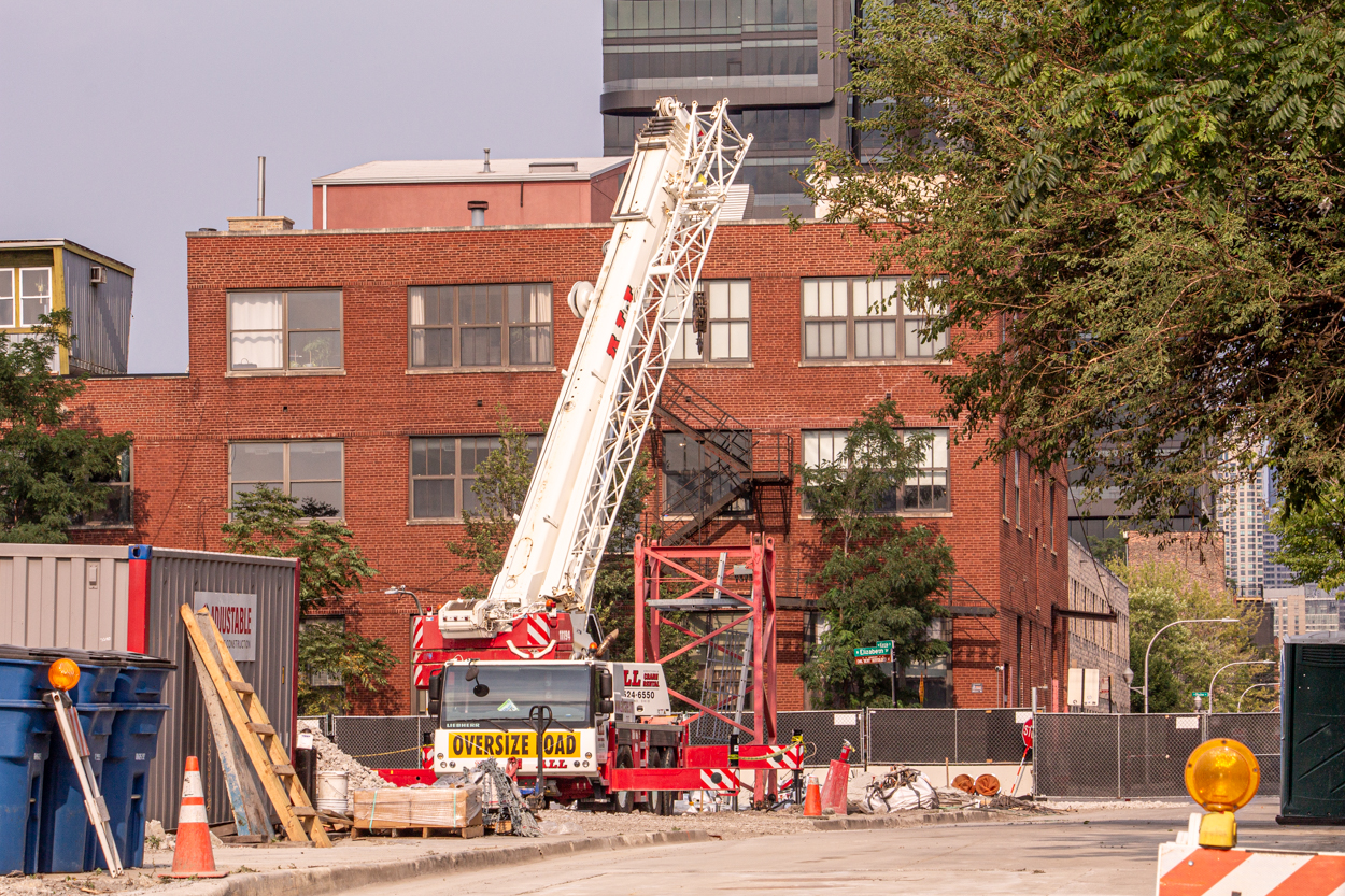 410 North Elizabeth tower crane planted