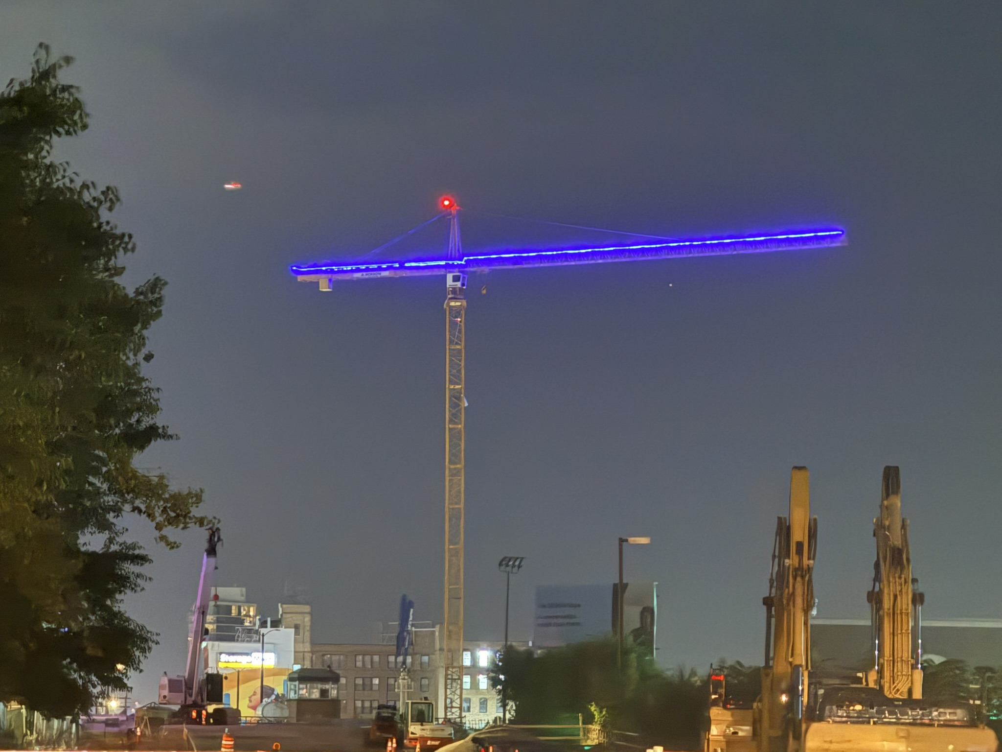 Onni Group's lighted tower crane at Halsted Pointe