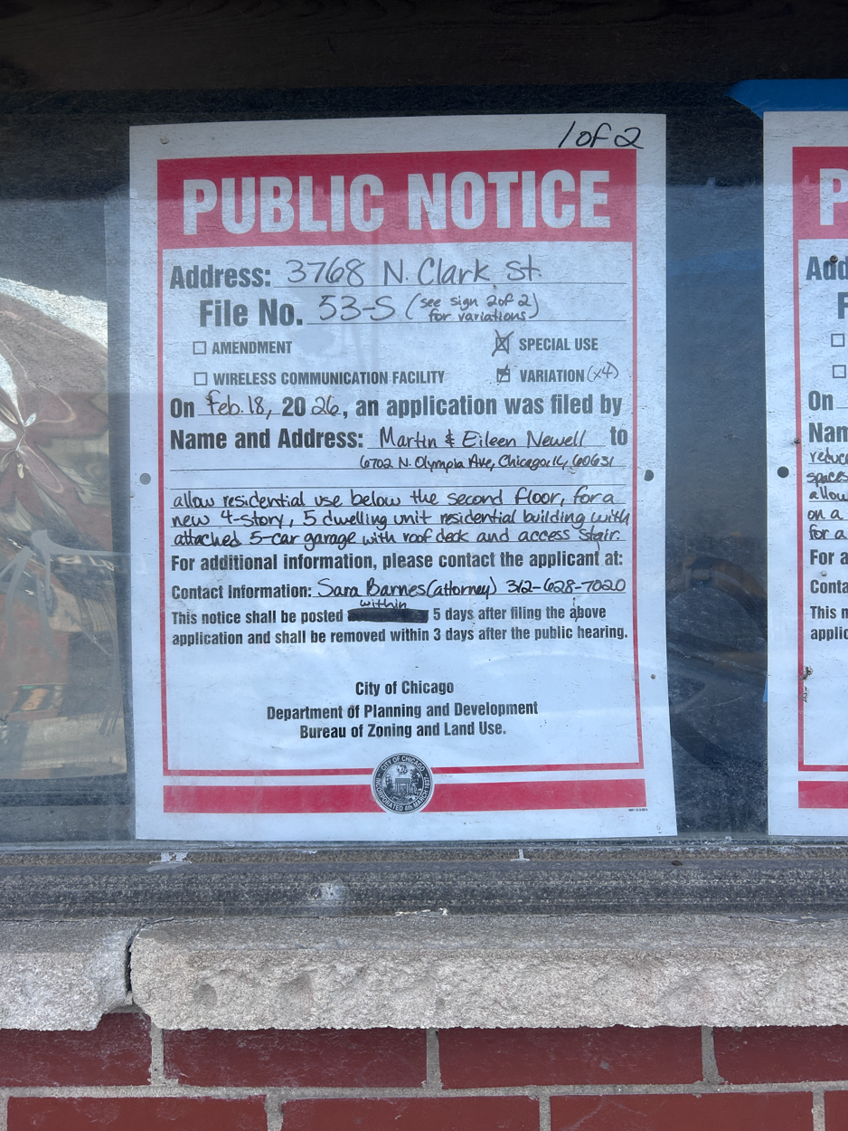3768 North Clark Street construction permitted