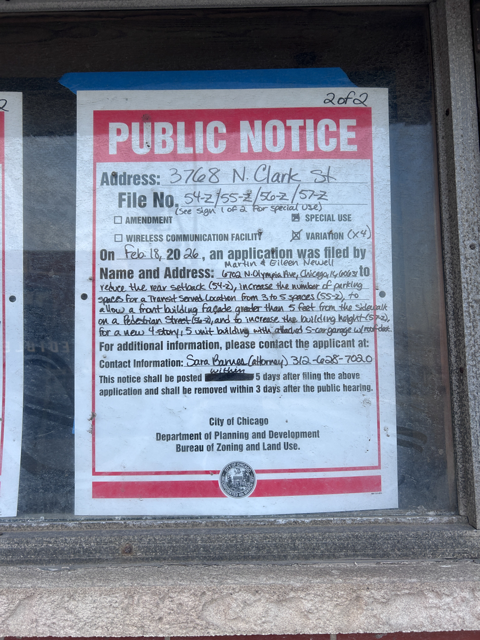 3768 North Clark Street construction permitted
