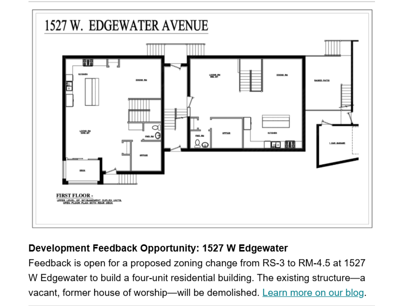 Demolition and construction permitted at 1527 West Edgewater Avenue