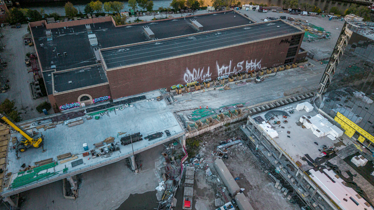 Patrick Williams aerial views Chicago Avenue Bridge and Halsted Street Viaduct